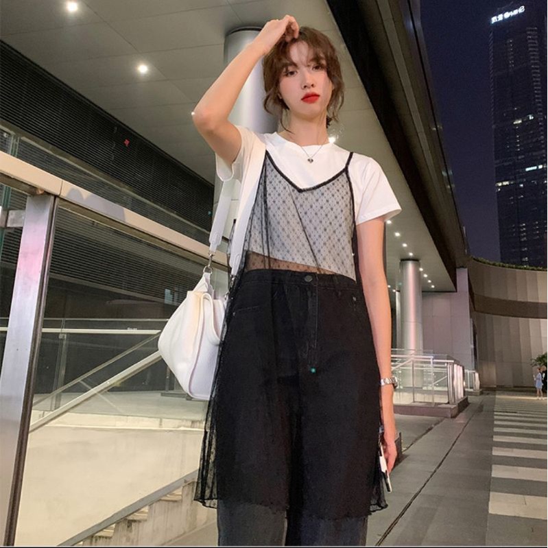 Váy lưới ren mỏng 2 dây thời trang cho nữ MS67