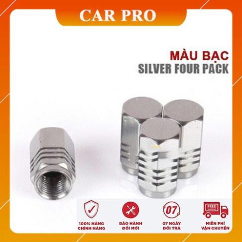 Bộ 04 ốc - nắp chụp trang trí đầu van, vòi bơm hơi bánh xe, lốp xe ô tô, xe máy, xe hơi, xe máy