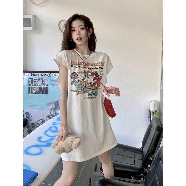 Áo Thun Sát Nách Dáng Rộng In Họa Tiết Thời Trang Mùa Hè Hàng Mới Phong Cách Phương Tây Cho Nữ