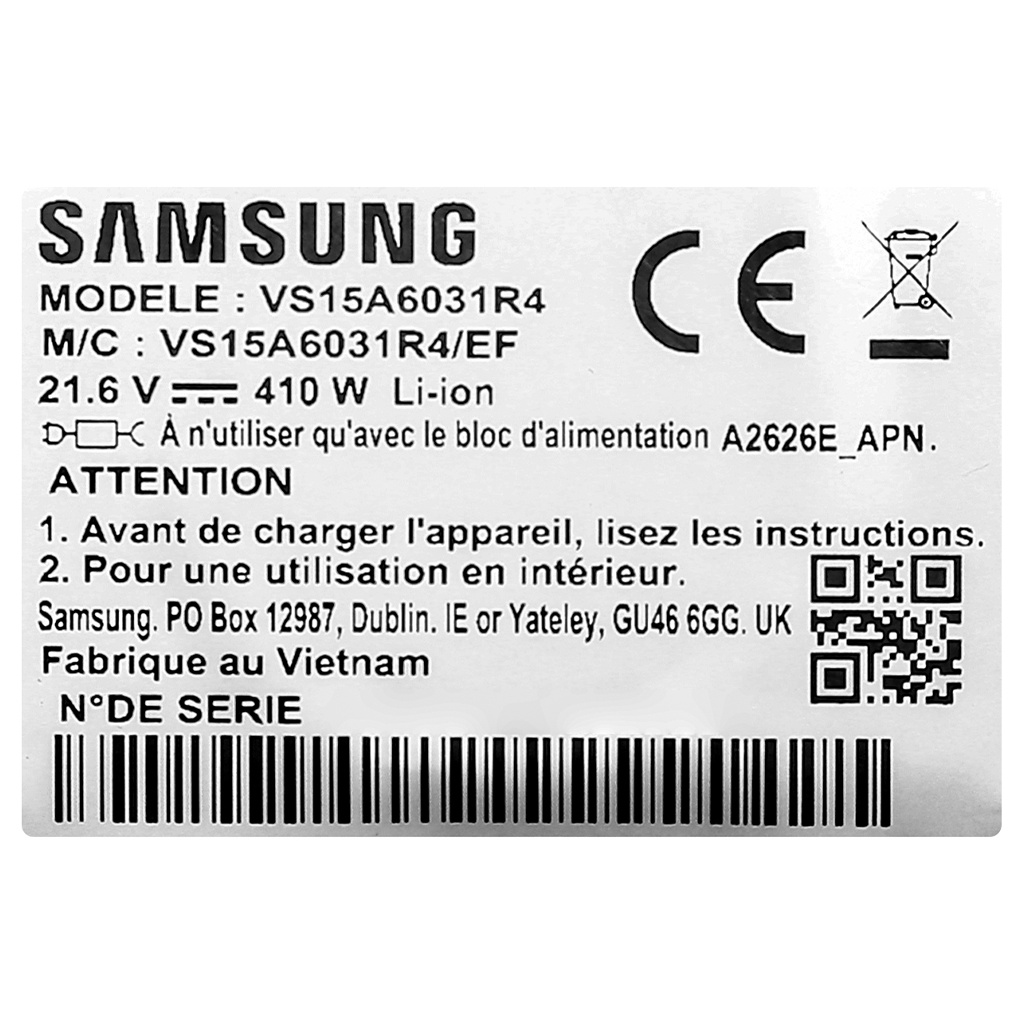 Máy hút bụi cầm tay Samsung VS15A6031R1/SV công suất hút 150W có đầu hút cho xe hơi - Chính hãng BH 12 tháng