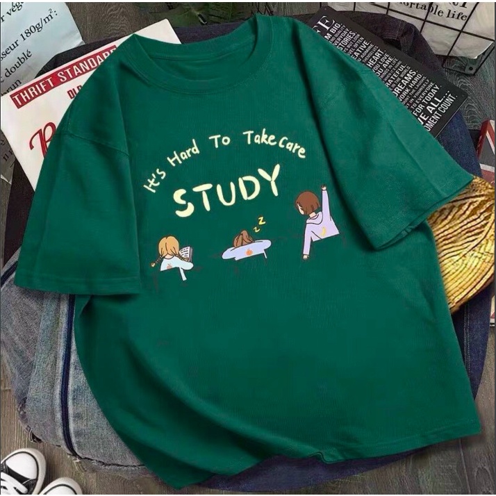 Áo thun tay lỡ form rộng STUDY, áo phông form rộng