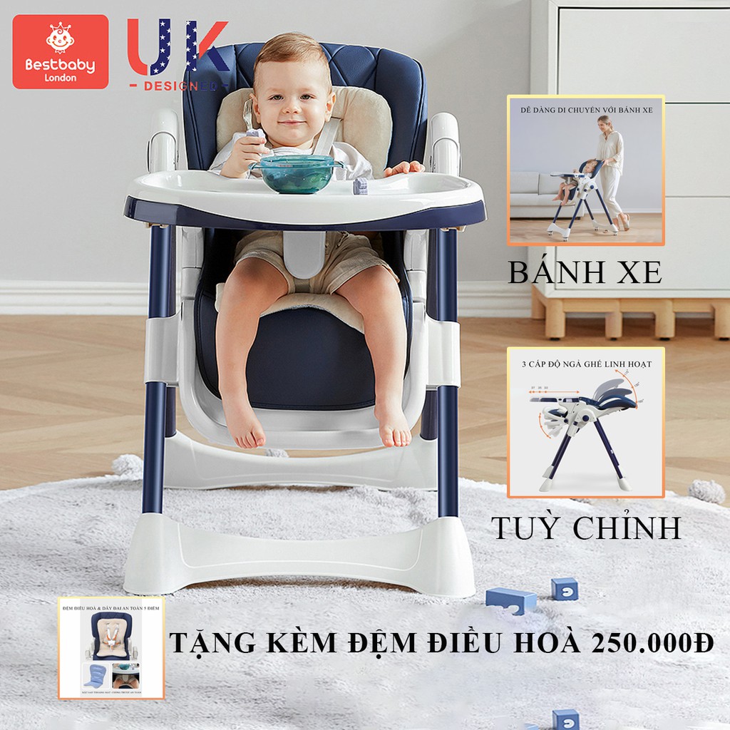 Ghế ăn dặm cho bé cao cấp - Có thể gấp gọn - Nâng hạ độ cao dễ dàng, bảo hành 2 năm, lỗi đổi mới trong 7 ngày đầu