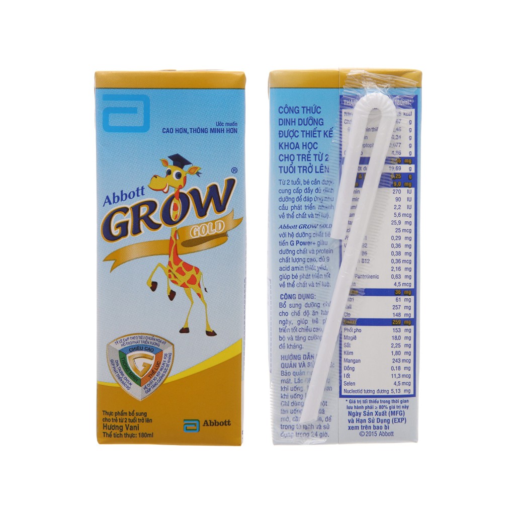 Thùng 48 hộp sữa bột pha sẵn Abbott Grow Gold vani 180ml (Giá bán Trừ khuyến mãi)