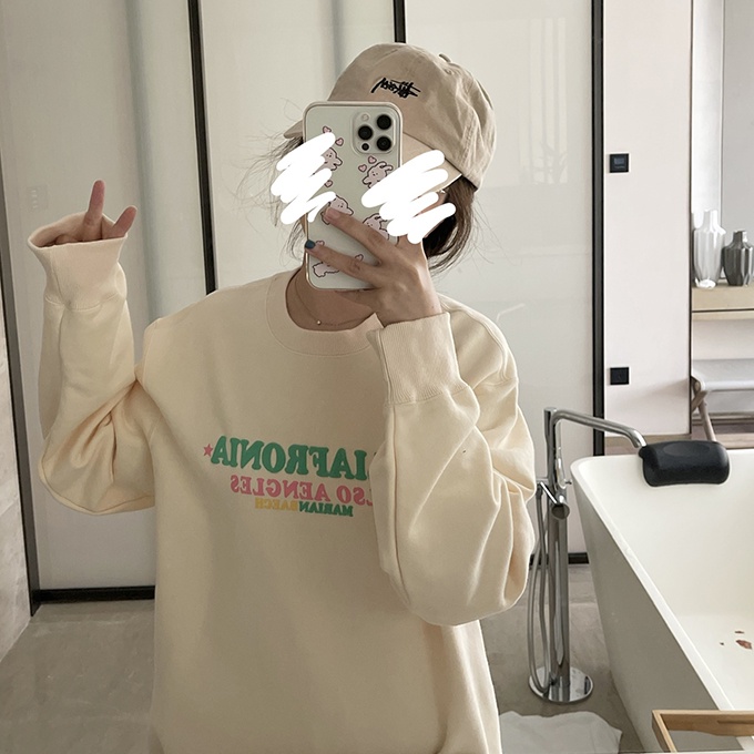 Xiaozhainv Áo sweater tay dài dáng rộng in chữ thời trang Hàn Quốc dành cho nữ | BigBuy360 - bigbuy360.vn