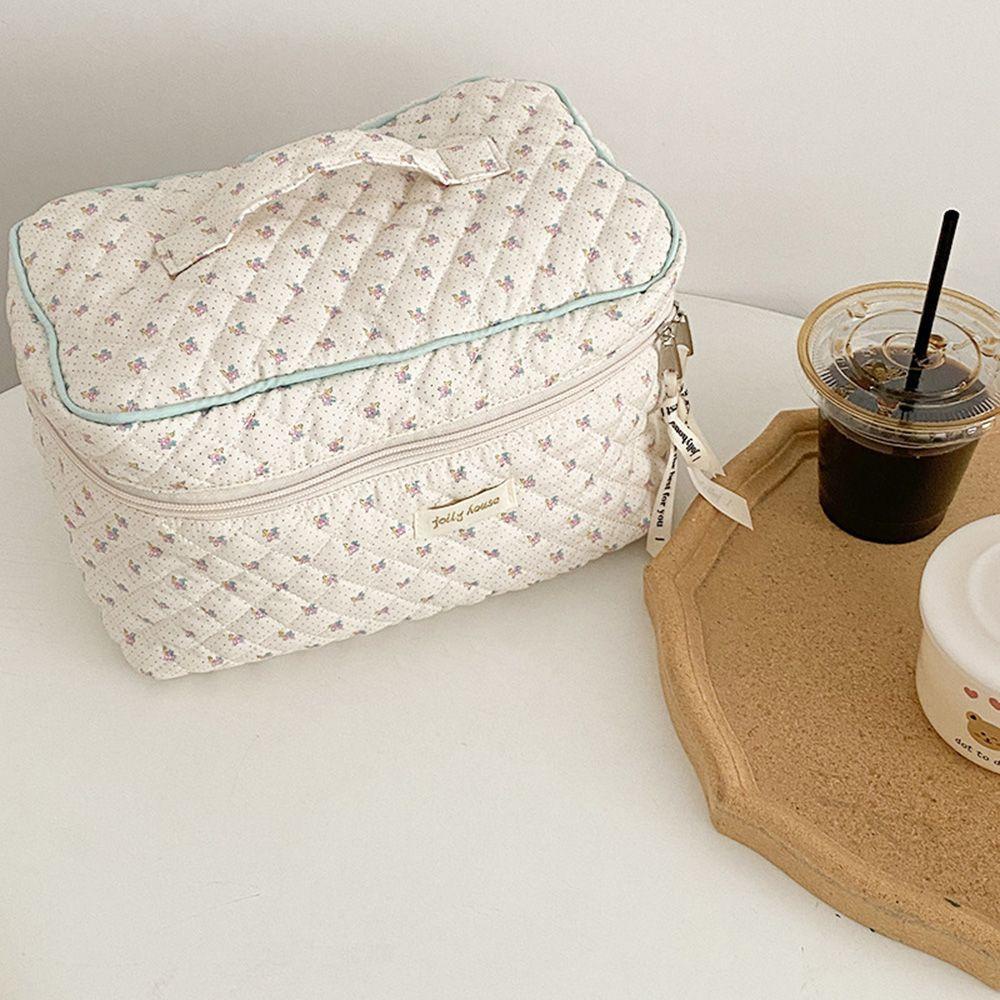 MIHAN1 Túi Đựng Mỹ Phẩm Nắp Lật Có Khóa Kéo Thiết Kế Xinh Xắn Tiện Dụng
