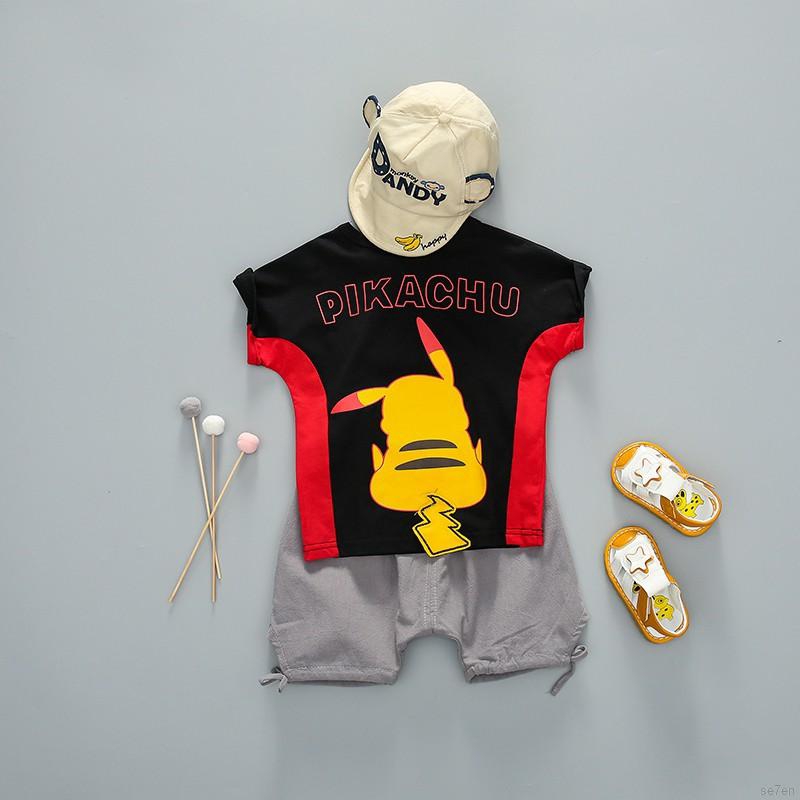 Set áo thun ngắn tay cổ tròn và quần ngắn thời trang cho bé trai