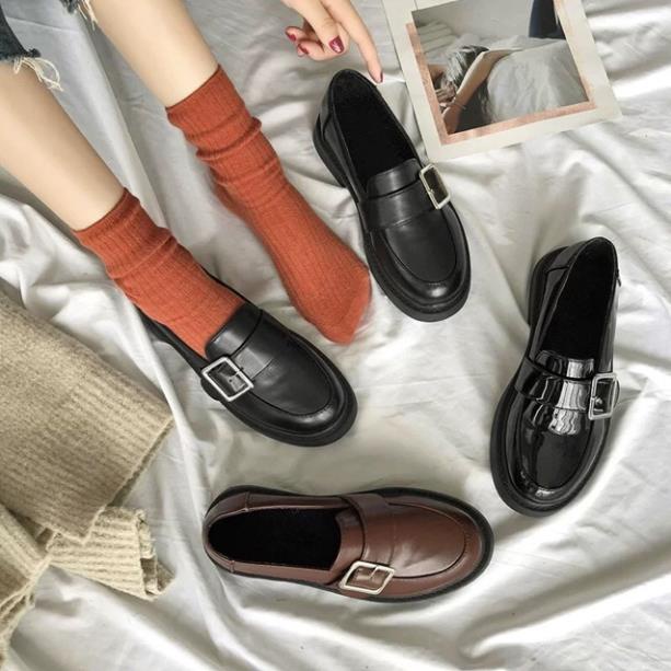 TG Giày nữ nhỏ ngọt ngào phiên bản Hàn Quốc mới hoang dã Tmall Anh gió cộng với đôi giày nhung cotton retro Giày đơn nữ