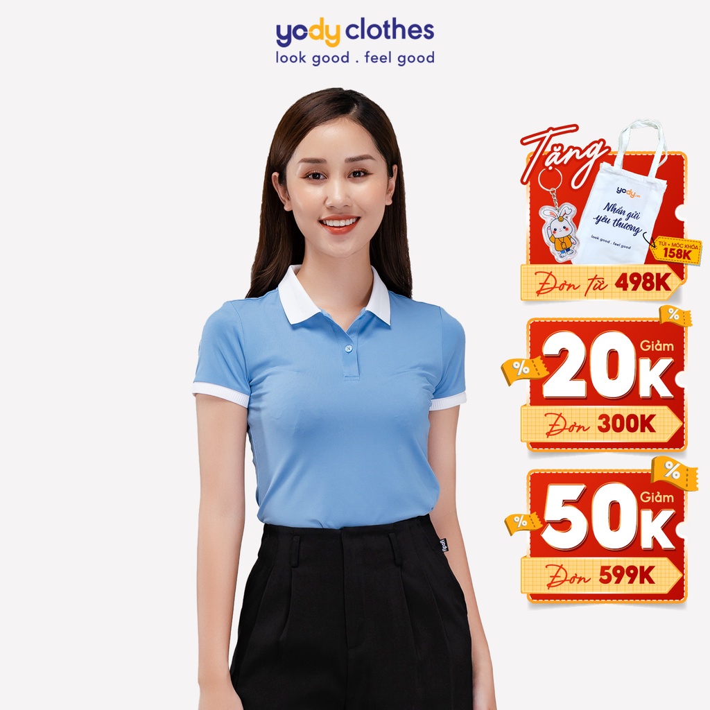 Áo thun polo nữ YODY cổ bẻ vải coolmax cao cấp thoáng mát APN4394