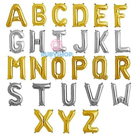 Bóng chữ cái màu vàng hoặc bạc A->T ( set 1)