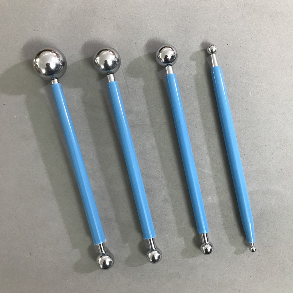 Bộ dụng cụ đầu tròn inox 4 món- tạo hình đất sét