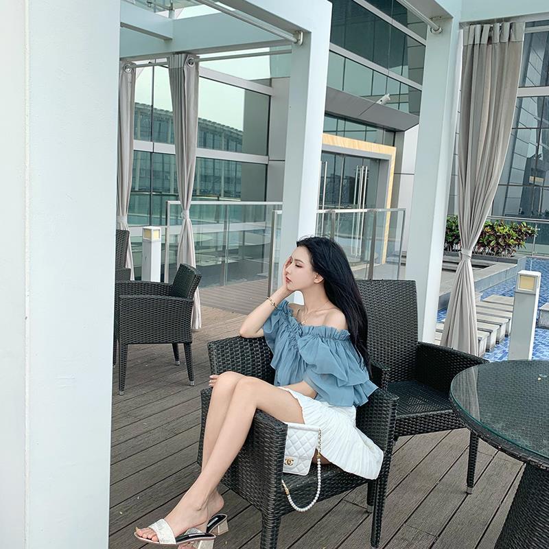 Áo Chiffon Trễ Vai Phong Cách Hàn Quốc Thời Trang Mùa Hè Hàng Mới Dành Cho Bạn Nữ