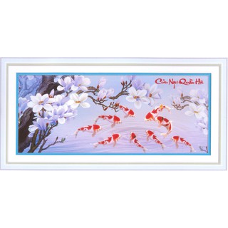 Tranh Thêu Chữ Thập 3D Cửu Ngư Quần Hội 223040 (KHÁCH TỰ THÊU) KT:123X55CM