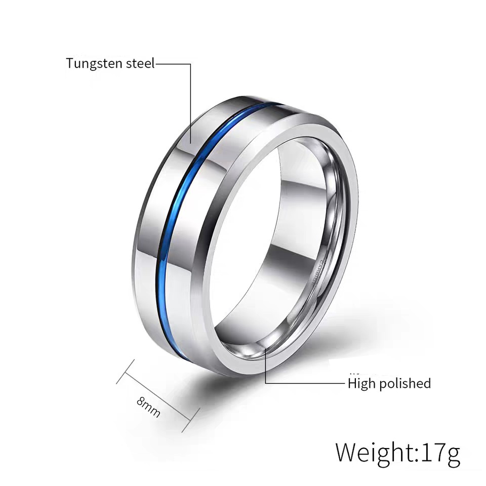 Nhẫn thép titan khắc 8mm thời trang cá tính cho nam nữ đính hôn đám cưới mẫu 6-12