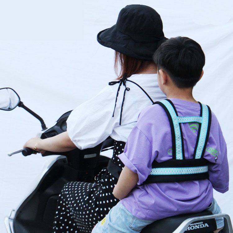 Đai Đi Xe Máy An Toàn Cho Bé Từ 1-12 Tuổi Chống Ngã Đeo Vai Thắt Lưng Đai Ngực Thoáng Khí Phát Quang