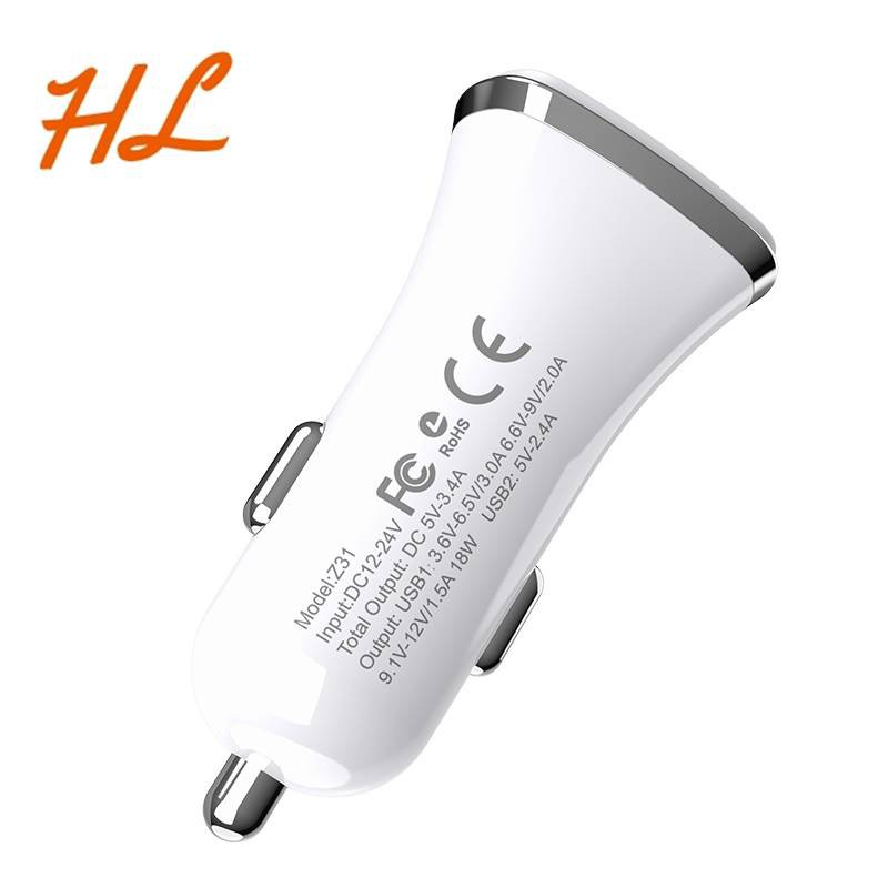 HOCO Z31 Tẩu Sạc Nhanh Điện Thoại Ô Tô Cao Cấp 2 Cổng USB Hỗ Trợ Quick Charge 3.0 - Hưng Long PC