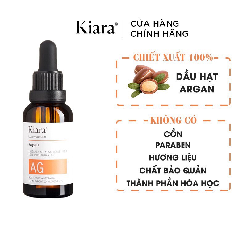 Dầu Dưỡng Da Căng Mướt Cho Da Hỗn Hợp Da Khô Kiara Argan Oil 30ml (AG) | BigBuy360 - bigbuy360.vn