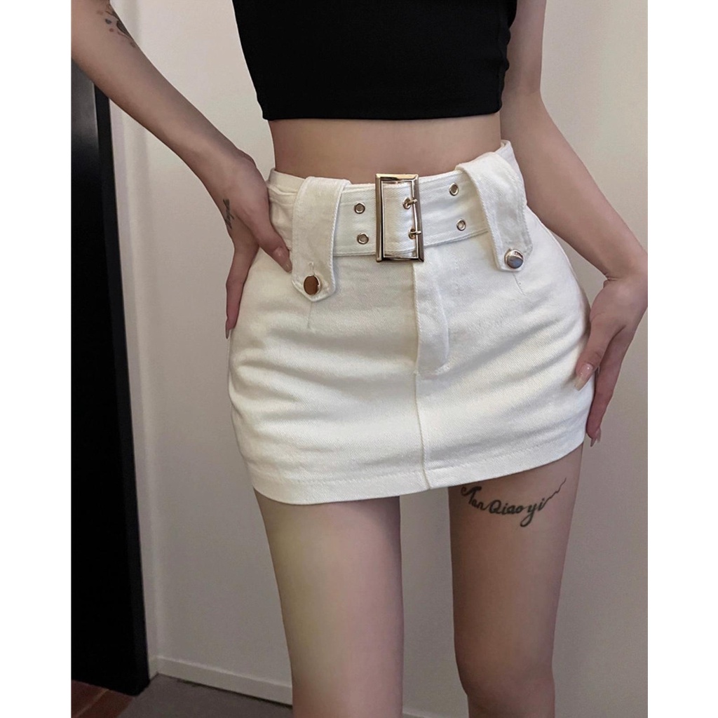 Chân Váy Ngắn Lưng Cao alohashop91, Dáng Ôm Phối Đai Lưng So To