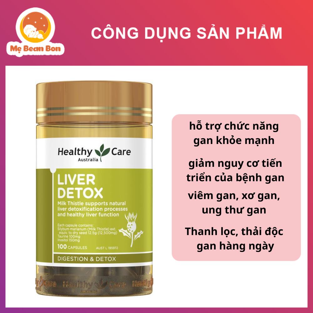 Giải độc gan hiệu quả - Viên uống thải độc gan Healthy Care Liver Detox hộp 100 viên của Úc
