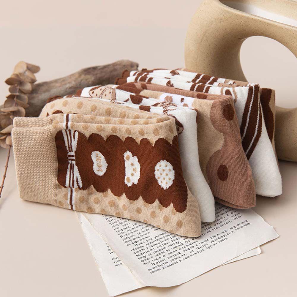 AROMA Vớ Nữ Thoáng Khí Họa Tiết Sọc Caro Và Gấu Dễ Thương