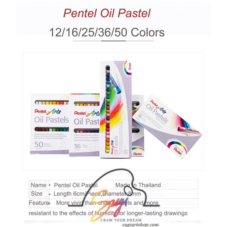 Sáp Dầu Pentel Oil Pastel 12/1625/36/50 Màu