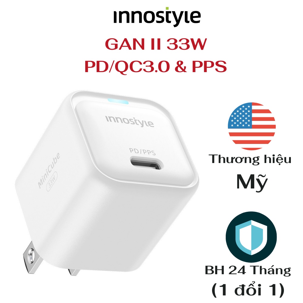 Củ Sạc Nhanh Siêu Nhỏ Innostyle MiniCube Gan II 33W PD/QC3.0 & PPS