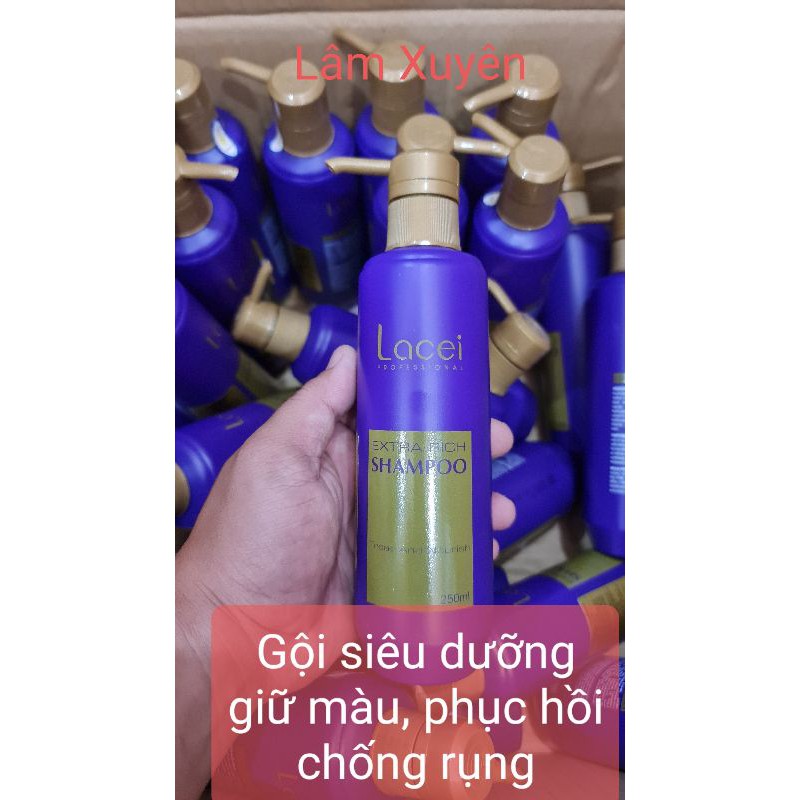 Dầu gội phục hồi Lacie 250ml 🍔 FREESHIP 🍔 tím siêu dưỡng thơm mượt giữ màu, phục hồi tóc chống rụng, ( chai tím có vòi )