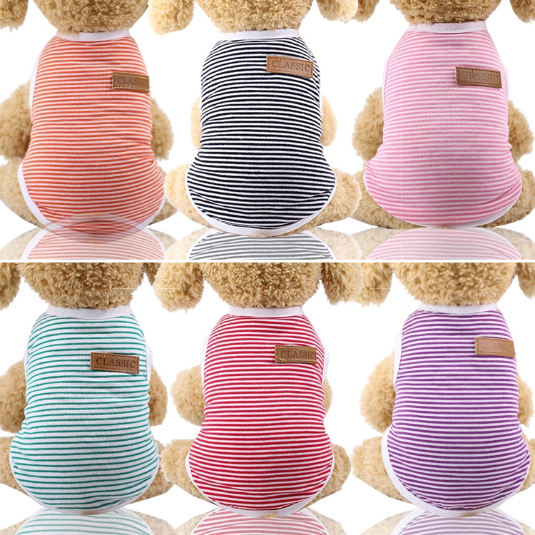 Áo Cotton Không Tay Họa Tiết Sọc Đáng Yêu Dành Cho Thú Cưng