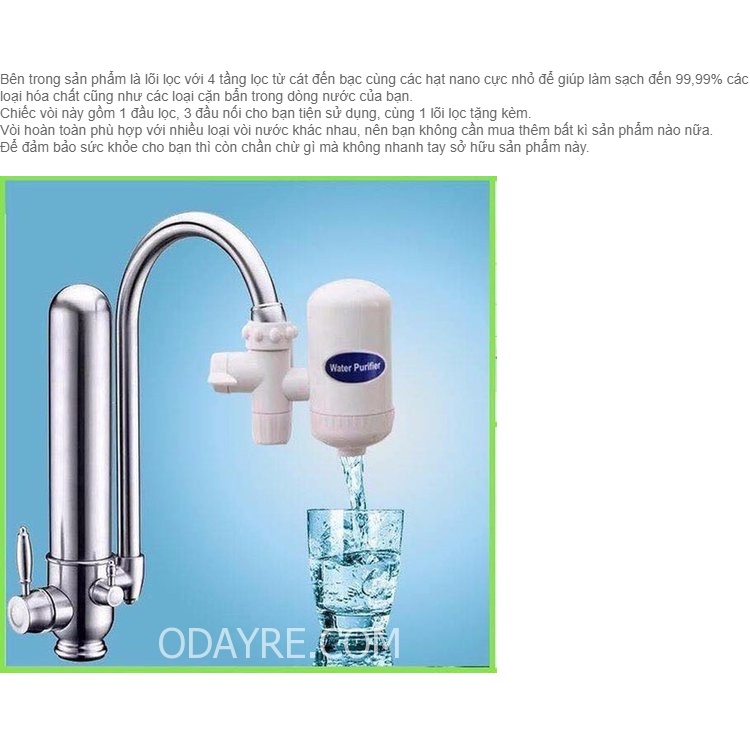 Đầu lọc nước tại vòi Water Purifier Giúp Lọc Sạch 99,99% Các Loại Cặn Bẩn