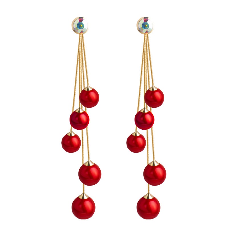 Bông Tai Mạ Bạc 925 Đính Ngọc Trai Tua Rua Phong Cách Hàn Quốc