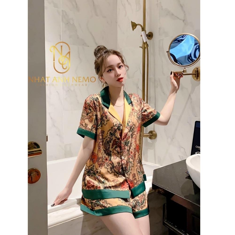 Đồ Ngủ Nữ Pijama Tay Ngắn-quần Đùi Dễ Thương Vải Lụa Thiết Kế Freesize Dưới 62kg