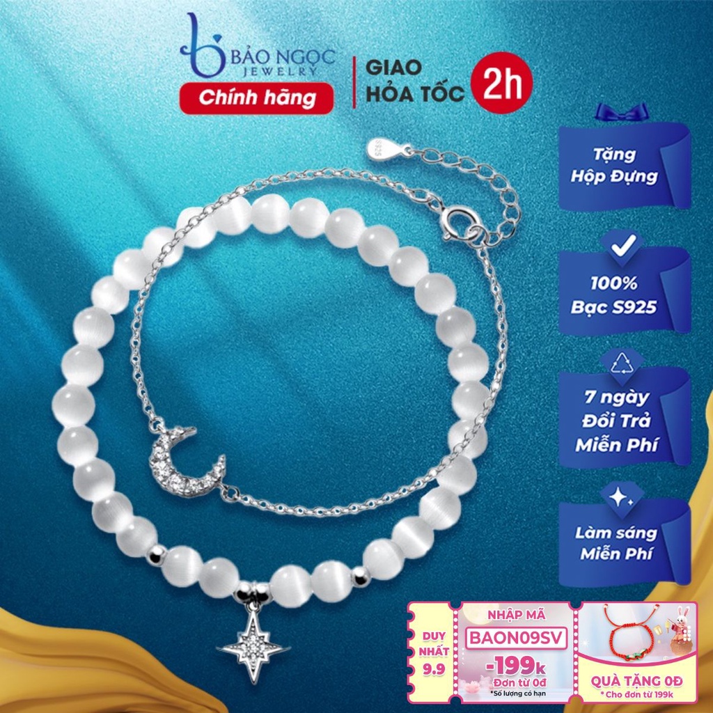 Lắc tay đôi đá opal thời trang cho nữ combo mặt trăng và ngôi sao đính đá - L2634 - Bảo ngọc Jewelry