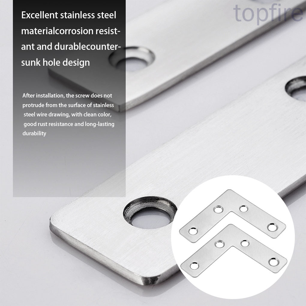 Topfire 10pcs L Shaped Flat Plate Table Chair Corner Brace Stainless Steel Bracket Furniture Reinforcement Hardware