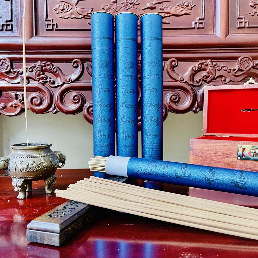 Hộp Nhang Trầm Hương Quảng Nam Cao Cấp - Hương Thơm Tự Nhiên Không Hóa Chất An Toàn Sức Khỏe Hộp 100Gr