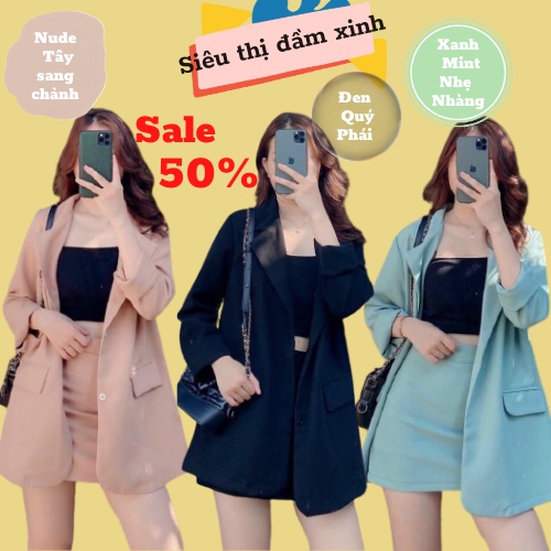 SET ÁO BLAZE,CHÂN VÁY NGẮN SIÊU XINH__XẢ KHO THANH LÝ GIÁ RẺ __ÁO VEST NỮ KÈM CHÂN VÁY CHỮ A PHONG CÁCH HÀN QUỐC