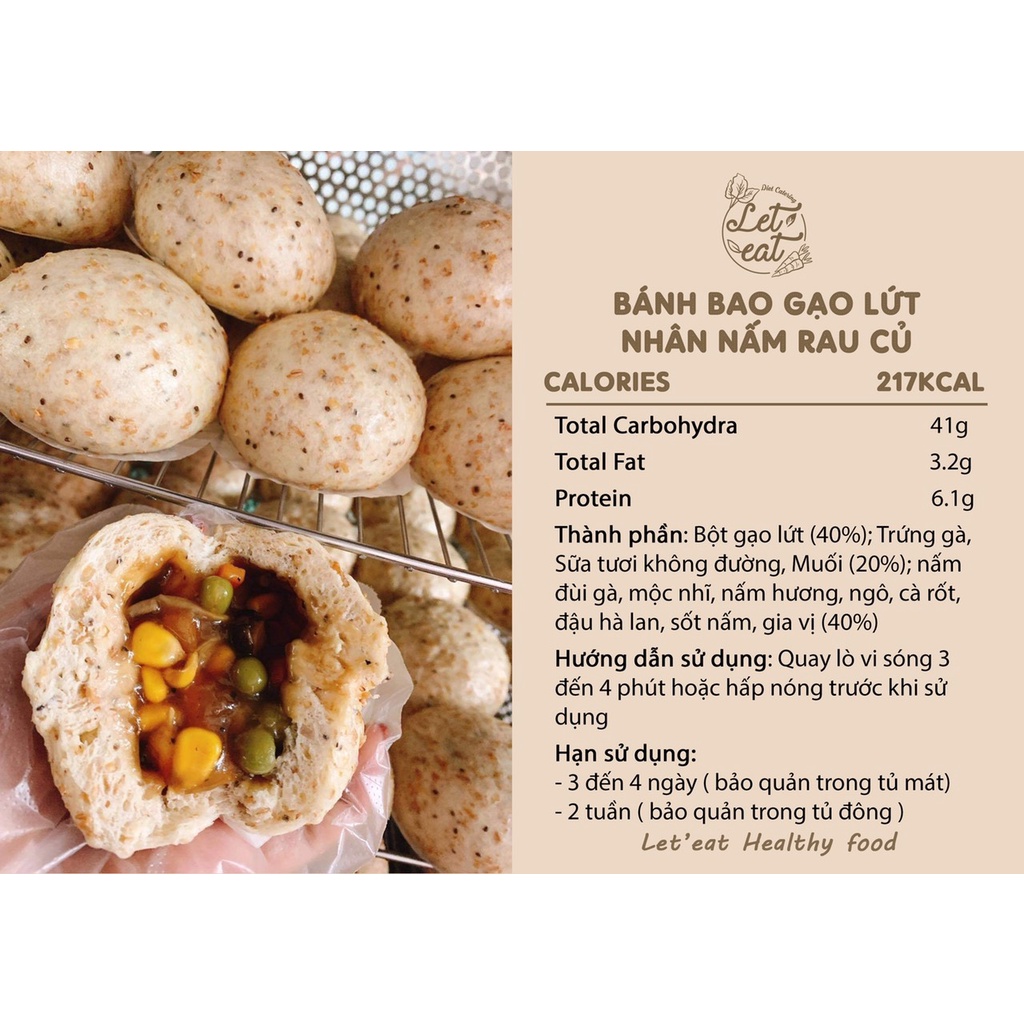 SHIP 1H HÀ NỘI  Bánh bao lứt nguyên cám ăn kiêng, Eat Clean (Set 3c5c) 300Gr