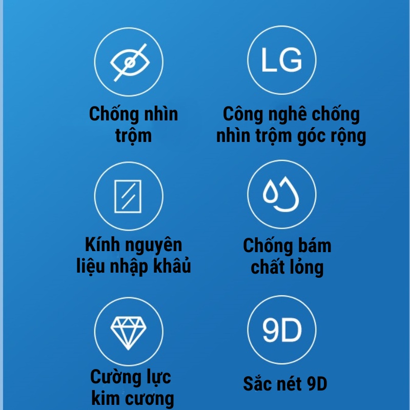 Kính cường lực KingKong chống nhìn trộm cho iphone kèm khung tự dán chống bám nước vân tay chính hãng VTZ dày 0.3mm