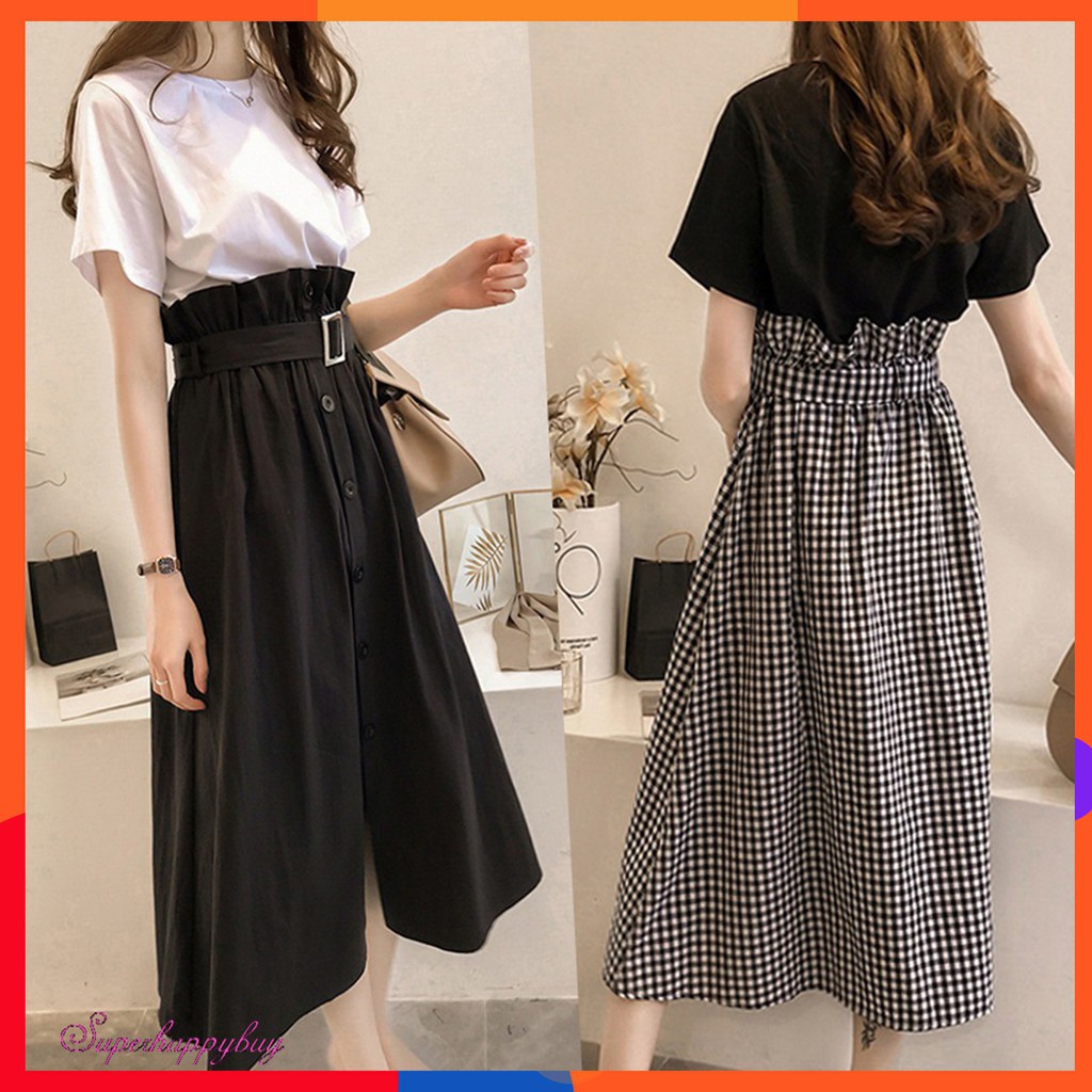 Bộ chân váy và áo thun tay ngắn thời trang đầy lôi cuốn dành cho bạn nữ