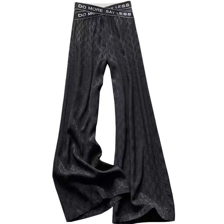 Quần dài màu đen ống rộng lưng cao tôn dáng hợp thời trang dành cho nữ