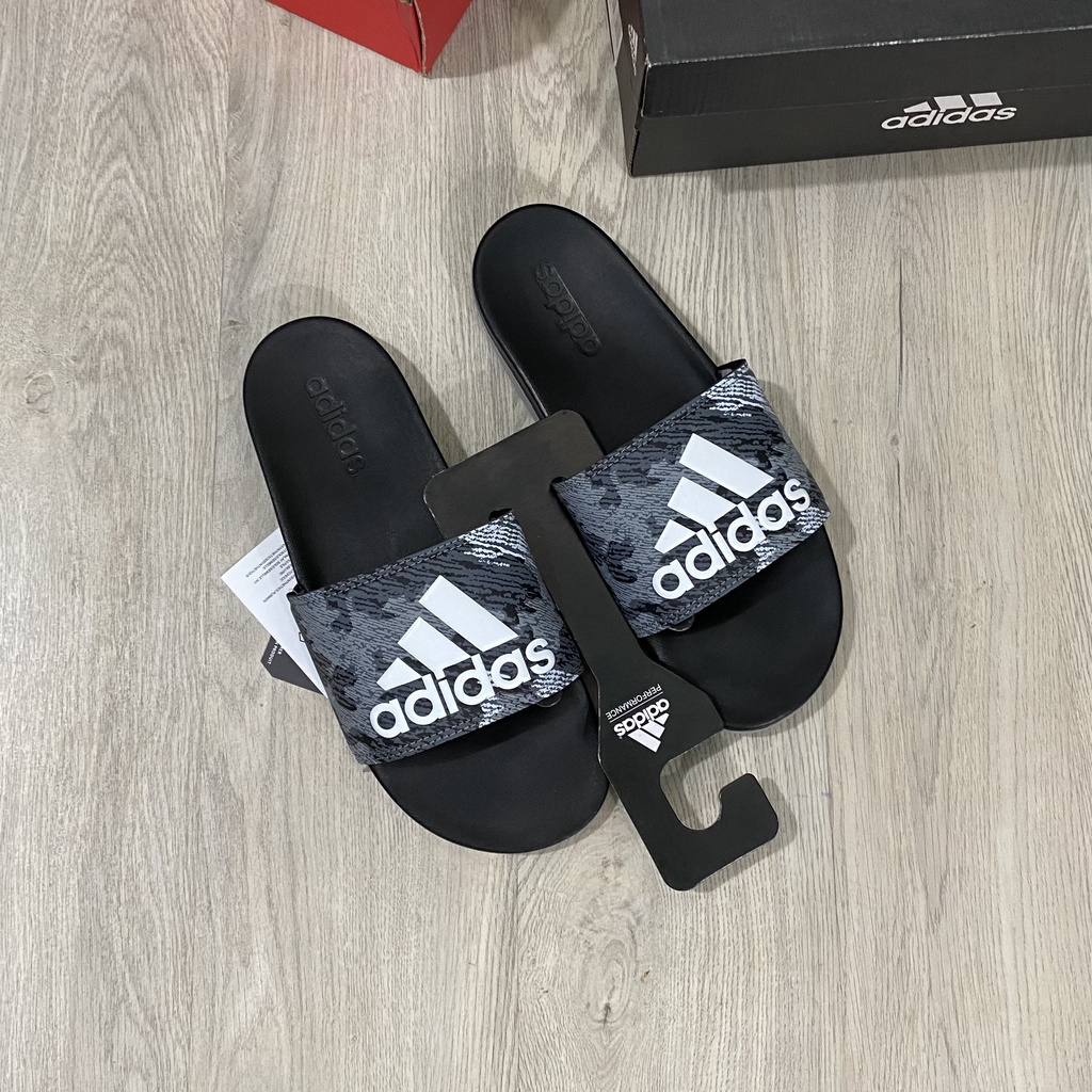 DÉP ADIDAS CAMO ĐẾ MỀM CLOUDFOAM FULL BOX - MÀU XÁM