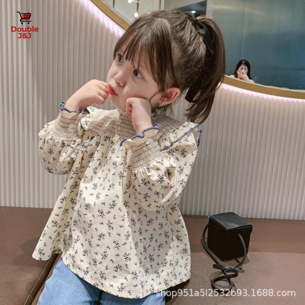Áo Sơ Mi Tay Dài Họa Tiết Hoa Phong Cách Mới Cho Bé Gái [1-9 Tuổi]