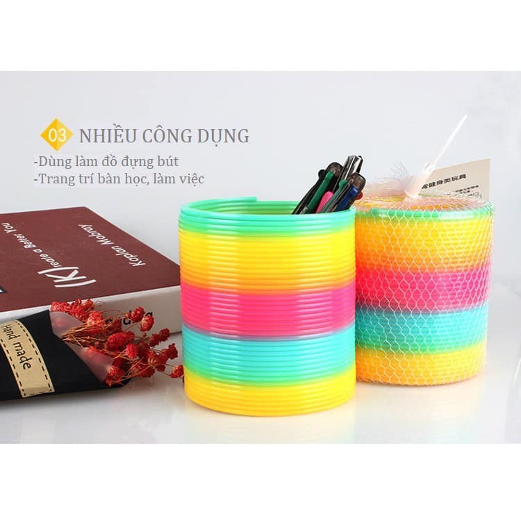 Đồ Chơi Lò Xo Cầu Vồng Nhiều Màu Bằng Nhựa (9x9x9cm)