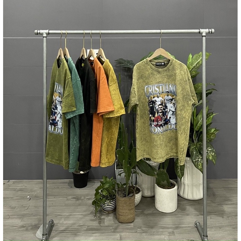 ÁO THUN TAY LỠ WASH COTTON RONALDO FORM UNISEX NAM NỮ (kèm ảnh thật)
