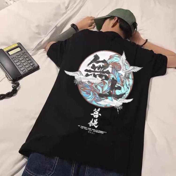 Áo thun tay lỡ unisex form rộng Con Hạc nam nữ phong cách thời trang kmg