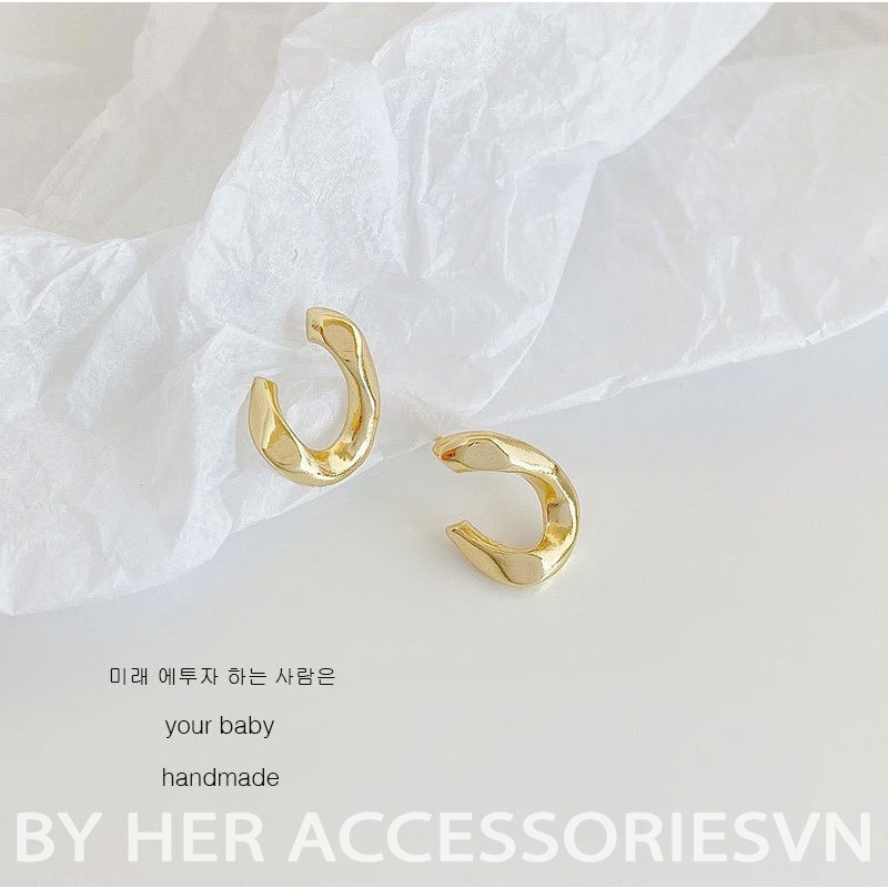 Bông tai basic tròn khuyết lượn sóng, Khuyên tai chữ C nhỏ Her Accessories H82