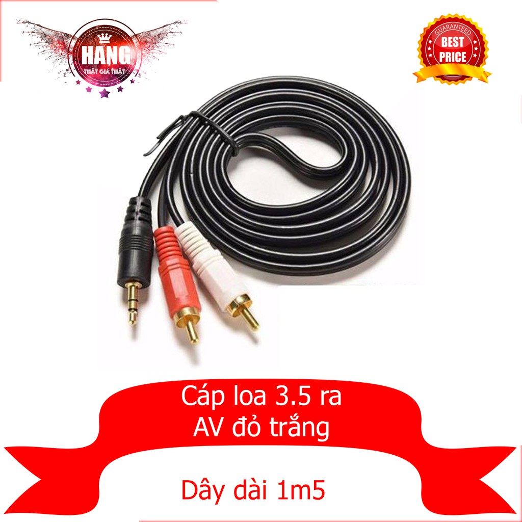 [Mã ELHACE giảm 4% đơn 300K] Cáp loa 3.5 ra AV (đỏ, trắng) dài 1m5