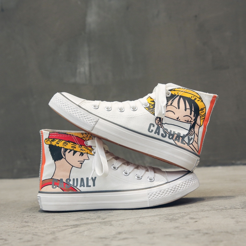 Giày vải canvas họa tiết hoạt hình One Piece phong cách Hàn Quốc cho nữ