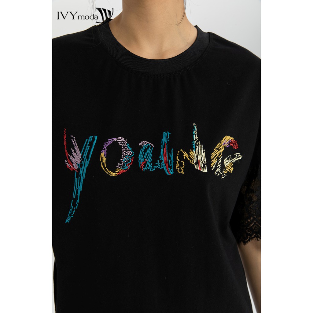 Áo thun nữ YOUNG tay phối ren IVY moda MS 57M5429