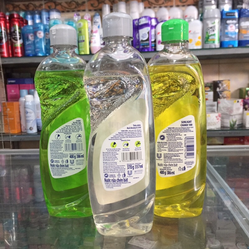 Nước rửa chén Sunlight Matcha, Thiên Nhiên, Chanh chai 400g