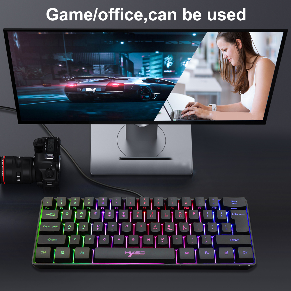 【Ready Stock】 Gaming Keyboard RGB Lighting 61-key  Keyboard Multiple Shortcut Key Combinations 【queen2019】