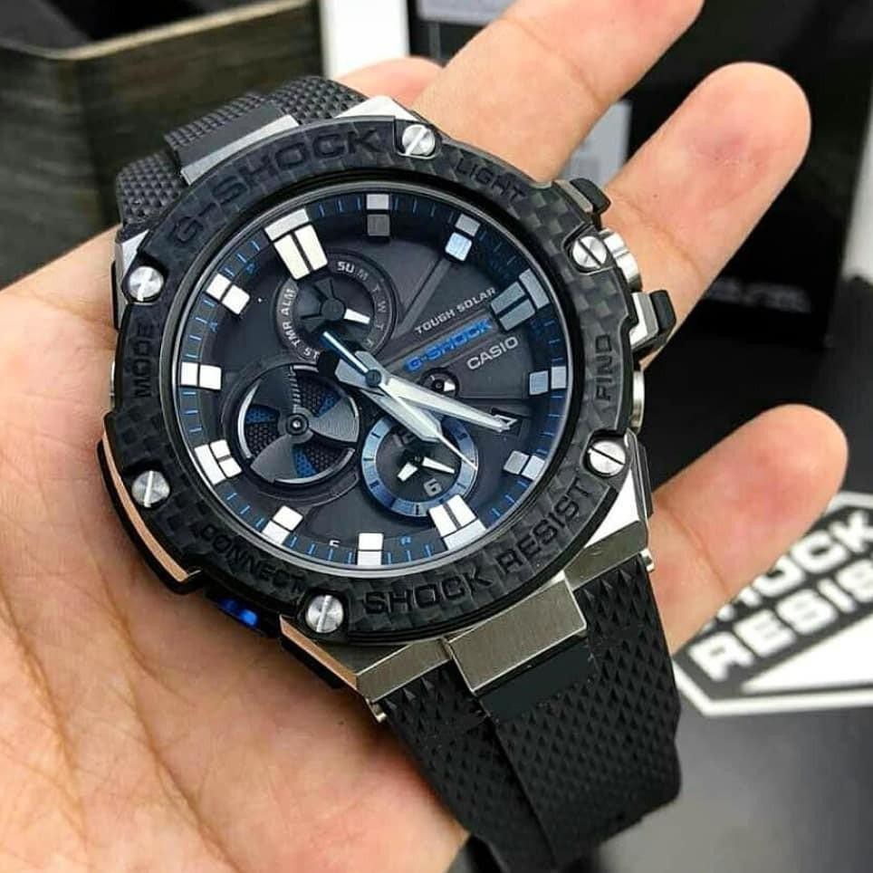 Đồng hồ Nam Casio G-shock G-Steel GST-B100XA-1A Bluetooth Lịch vạn niên,Kim dạ quang,Kính Sapphire-Dây cao su cao cấp